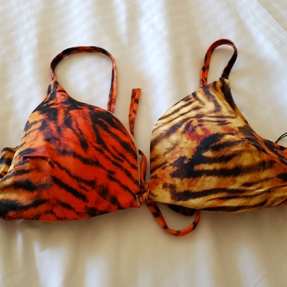 Shade & Shore Tiger Print Underwire Bikini Top Size 36D # - Picture 5 of 11